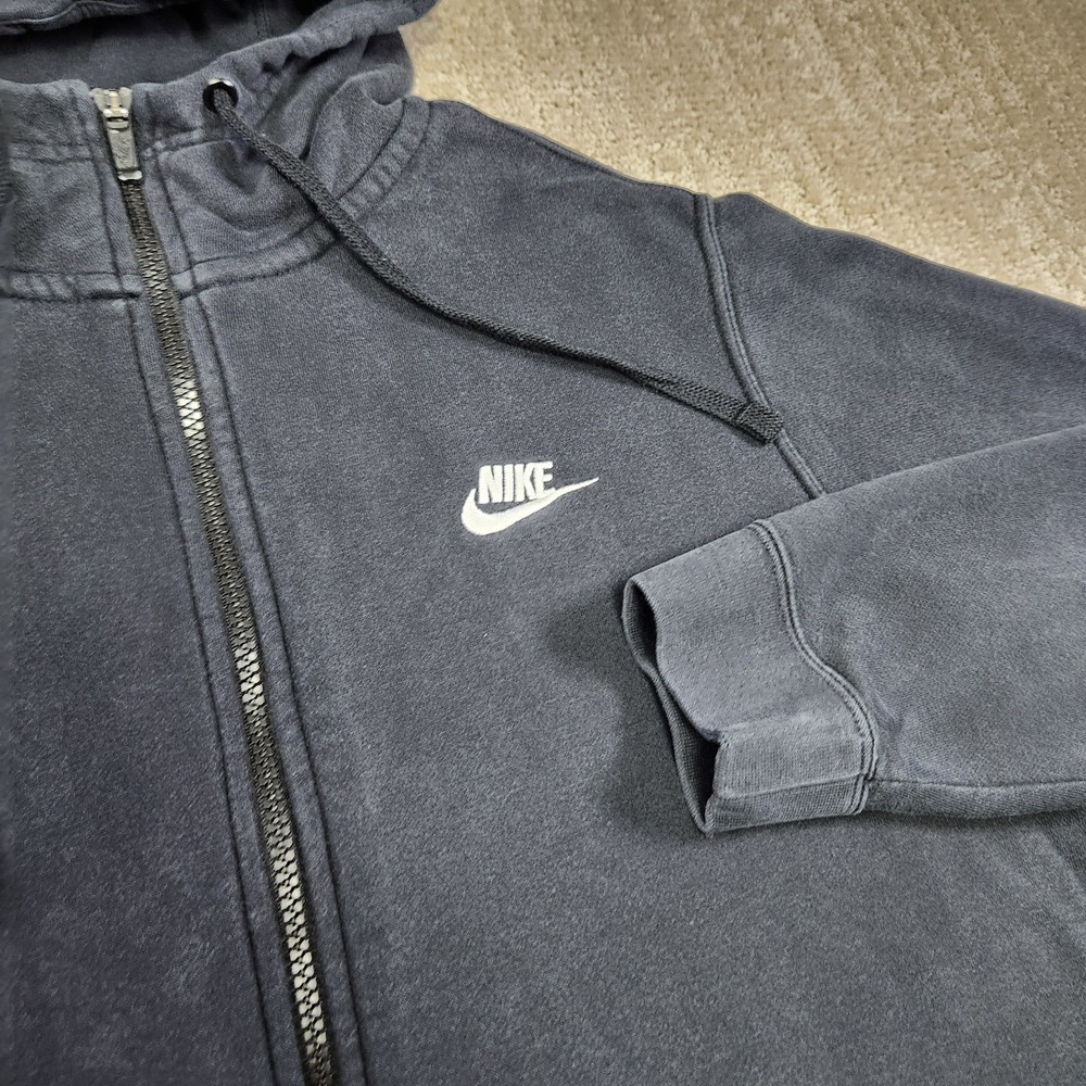 Nike Hoodie Men Large Full Zip Faded Black Club Fleece Distressed Blend Retro - Picture 2 of 13